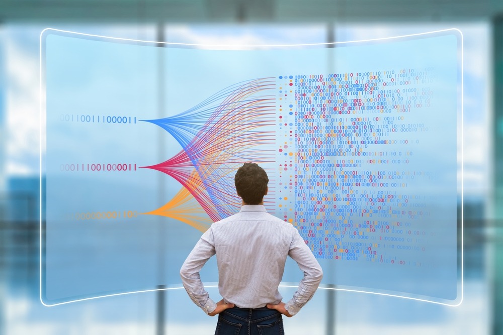 Data scientist analyzing complex algorithms