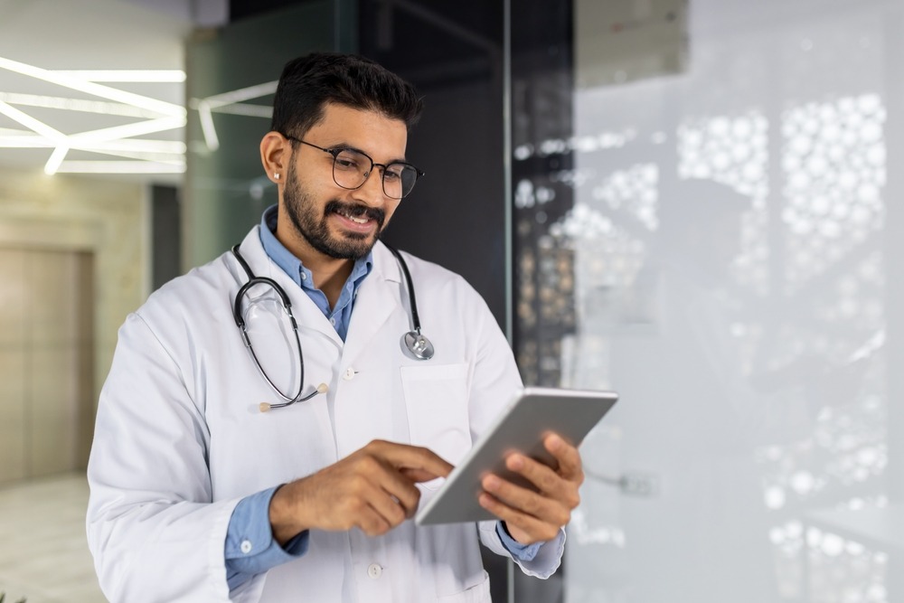 Healthcare professional with digital tablet
