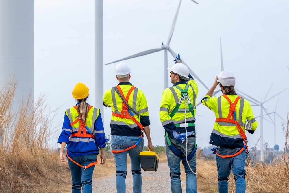 Engineers assessing wind farm site